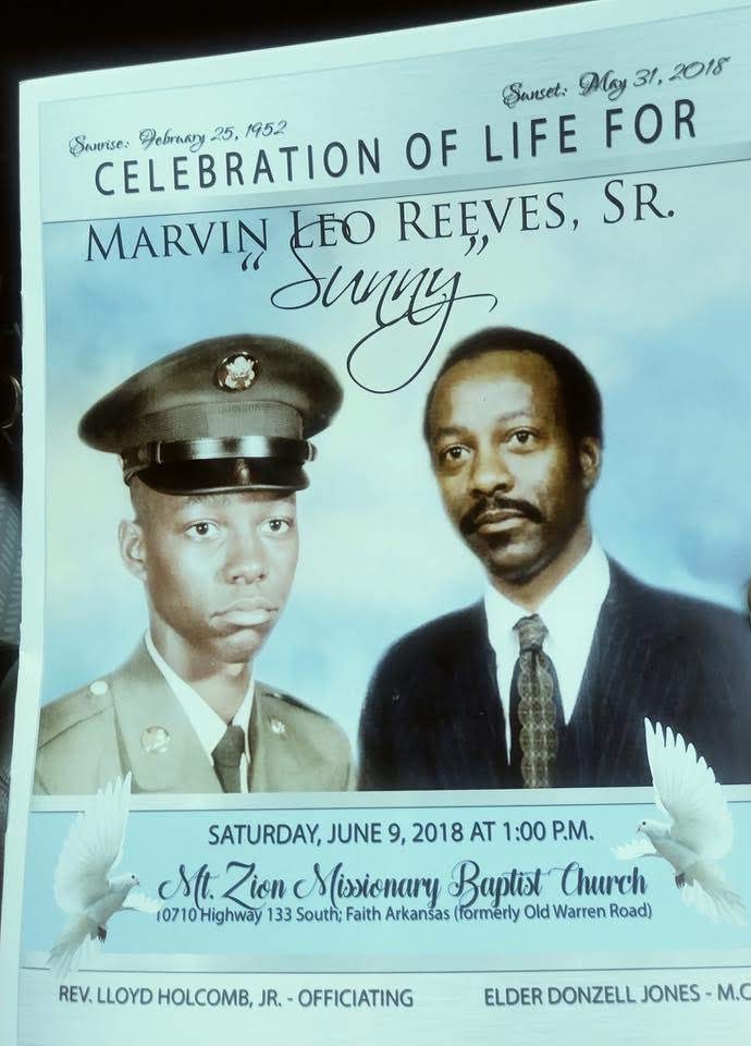 Celebration of Life program for Marvin Leo 'Sunny' Reeves Sr., Vietnam veteran